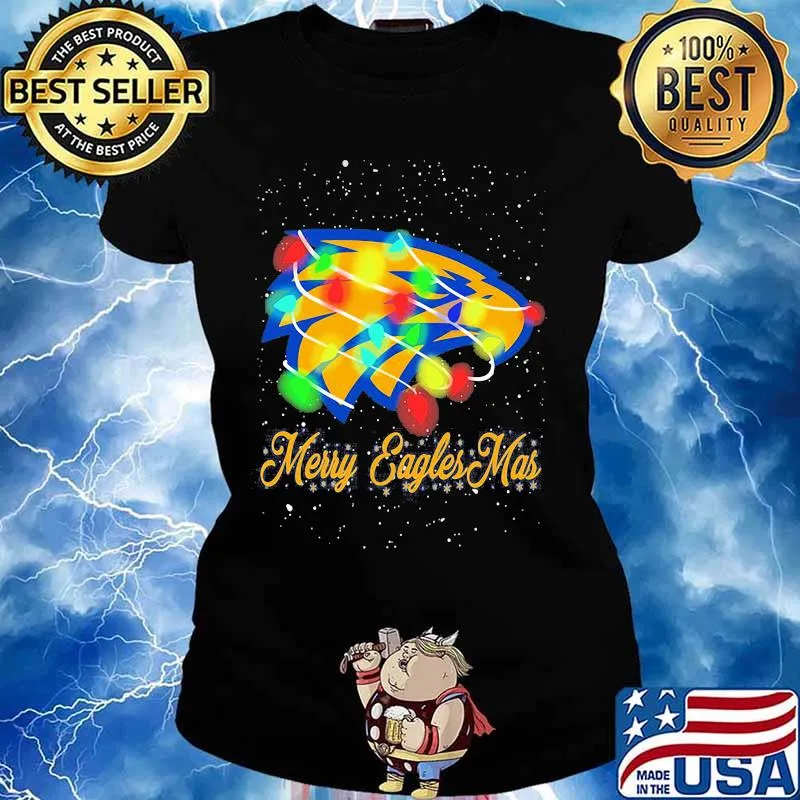 Merry Eagles Mar Lights Christmas Shirt Ladies tee