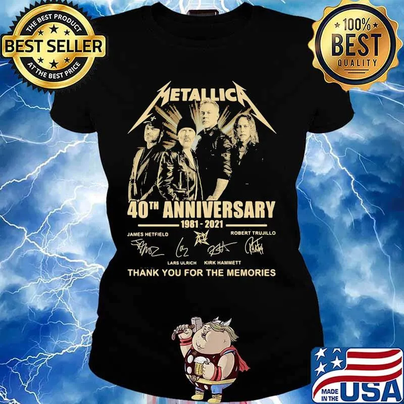 Metallic 40th Anniversary 1981 2021 Thank You For The Memories Signature Shirt Ladies tee