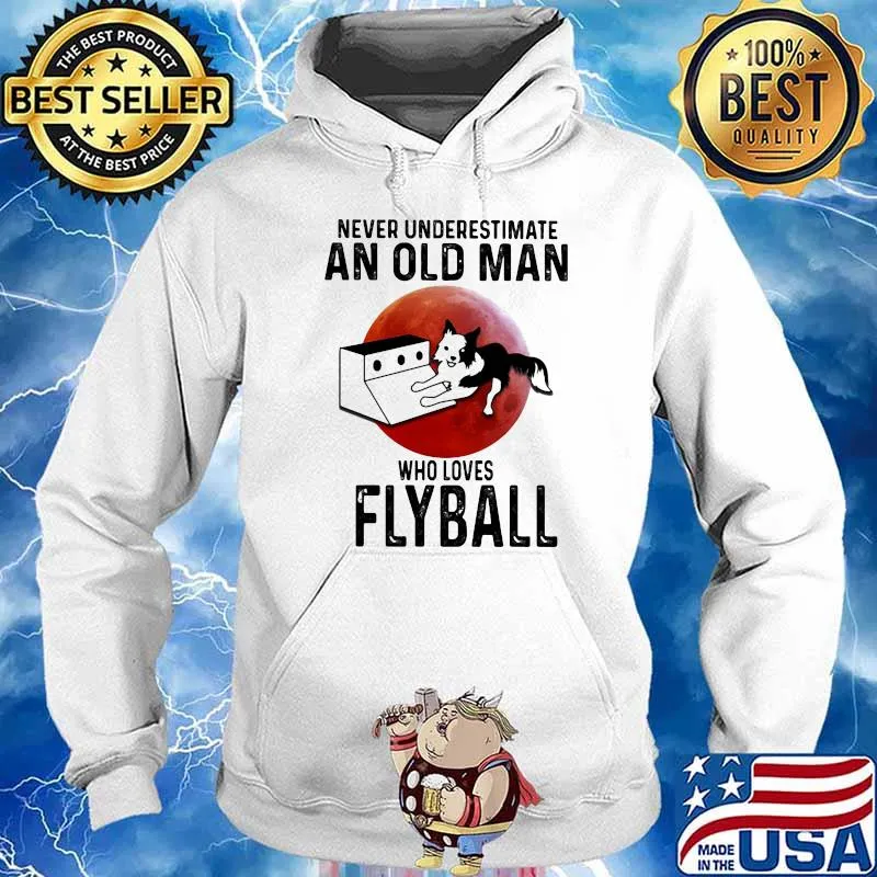 Never Underestimate An Old Man Who Loves Flyball Cat Moon Blood Shirt Hoodie