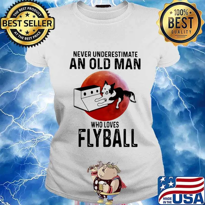 Never Underestimate An Old Man Who Loves Flyball Cat Moon Blood Shirt Ladies tee