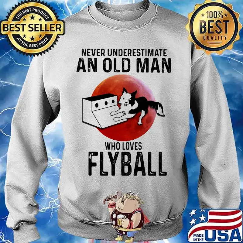 Never Underestimate An Old Man Who Loves Flyball Cat Moon Blood Shirt Sweater