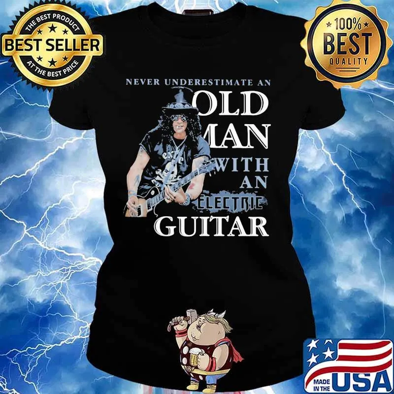 Never Underestimate An Old Man With An Electric Guitar Shirt Ladies tee