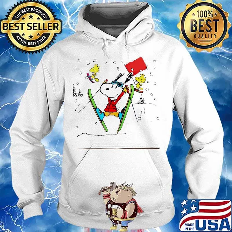 Official Snoopy And Woodstock Snowboarding Shirt Hoodie