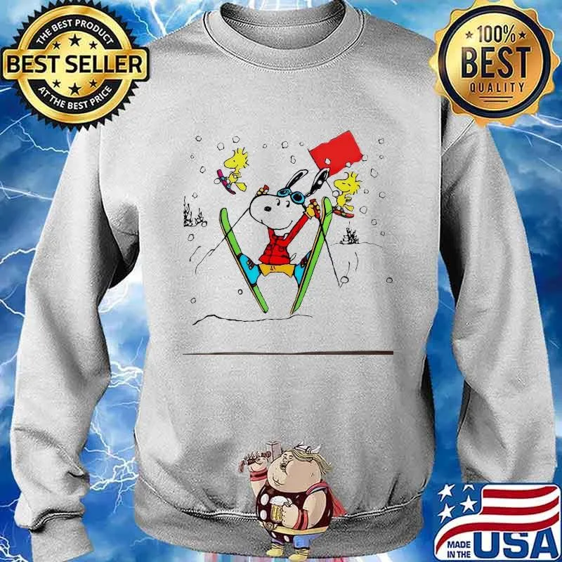 Official Snoopy And Woodstock Snowboarding Shirt Sweater