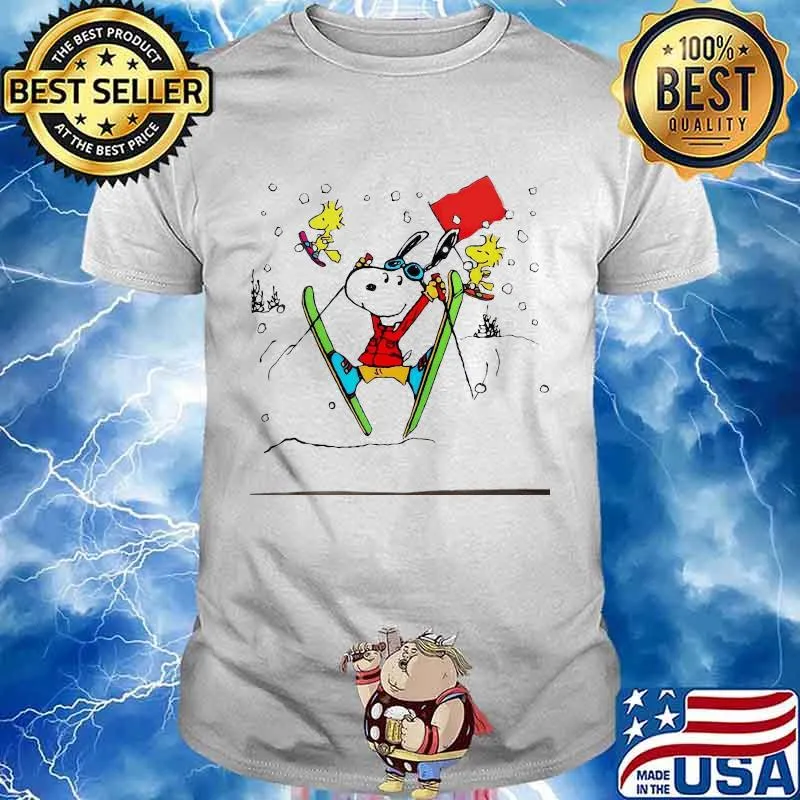 Official Snoopy And Woodstock Snowboarding Shirt