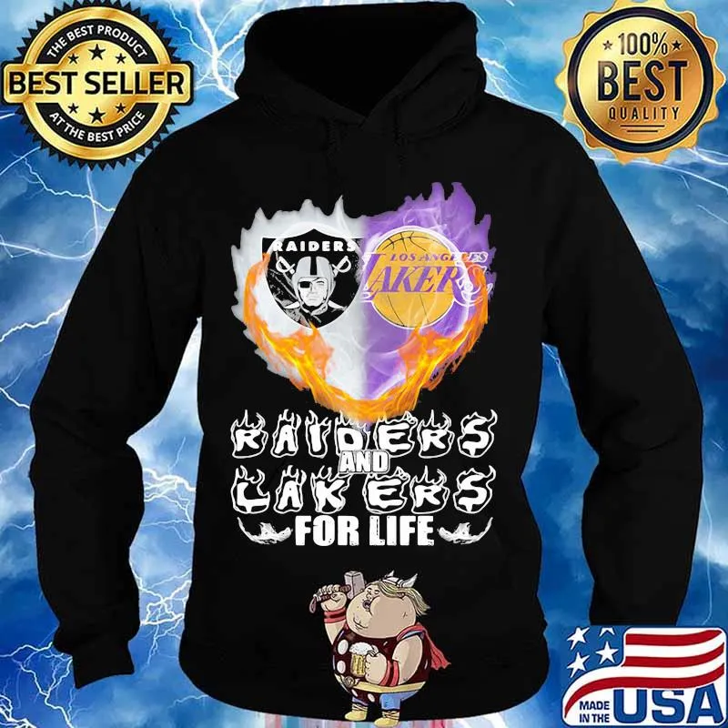 Raiders And Los Angeles Lakers For Life Logo Team Football In My Heart Shirt Hoodie