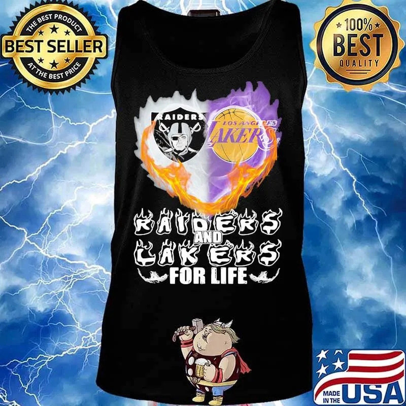 Raiders And Los Angeles Lakers For Life Logo Team Football In My Heart Shirt Tank top