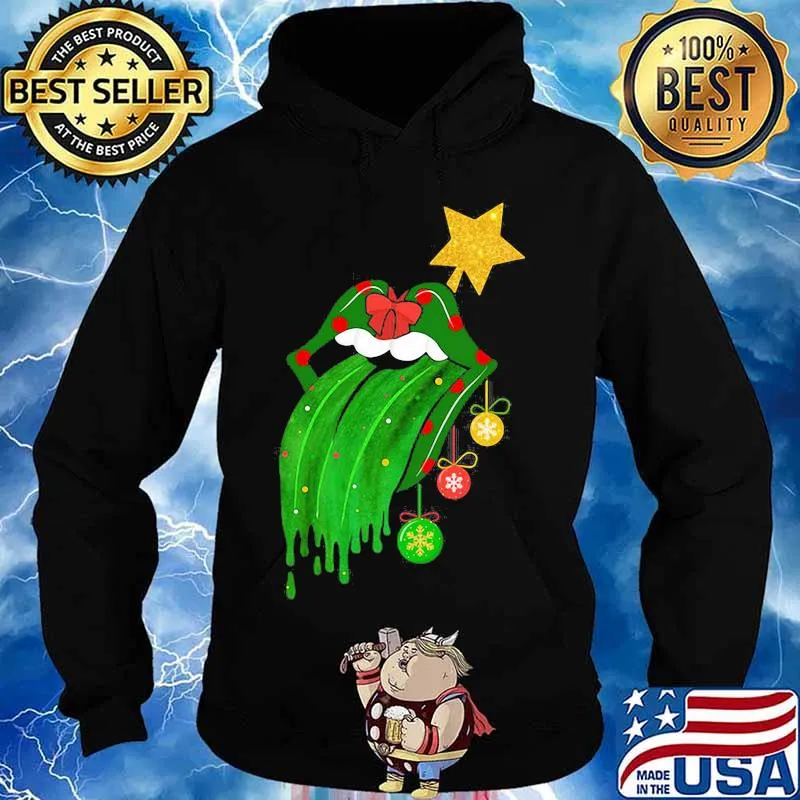 Rock And Roll Rolling Stone Lips Grinch Merry Xmas Shirt Hoodie