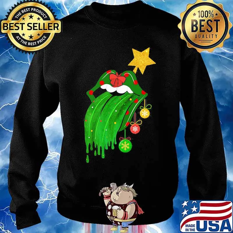 Rock And Roll Rolling Stone Lips Grinch Merry Xmas Shirt Sweater
