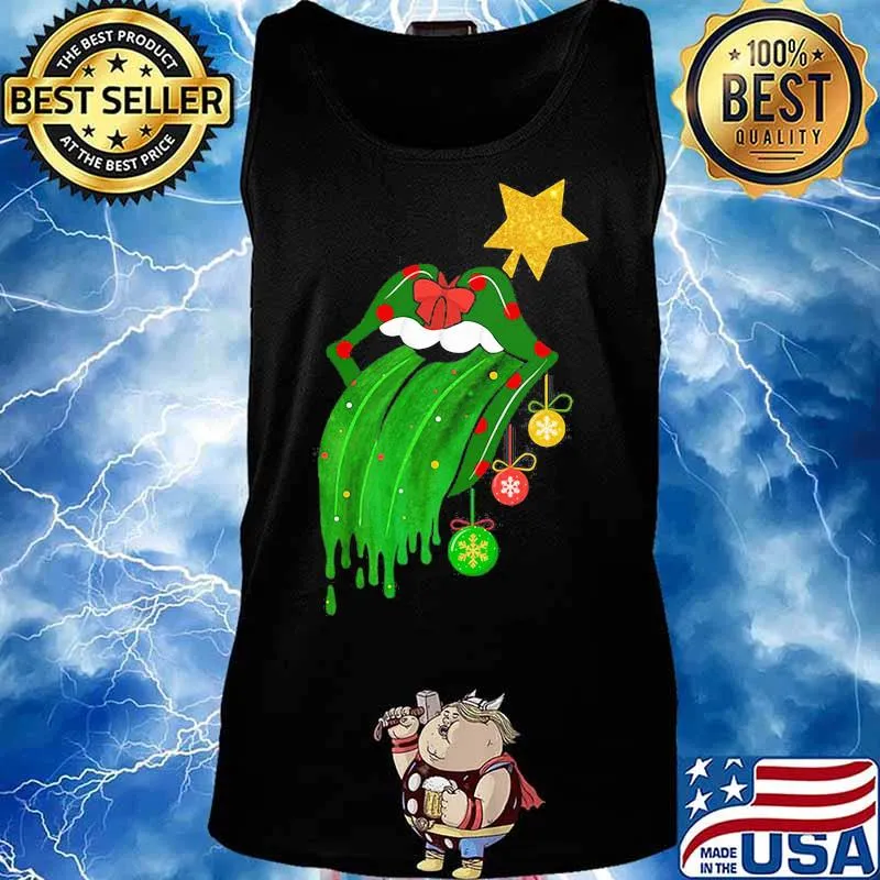 Rock And Roll Rolling Stone Lips Grinch Merry Xmas Shirt Tank top