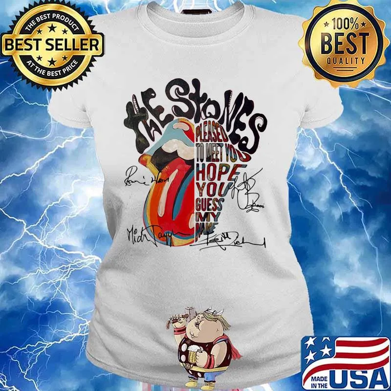 Rolling Stone Lips Pleased To Meet You Hope You Guess Signature Shirt Ladies tee
