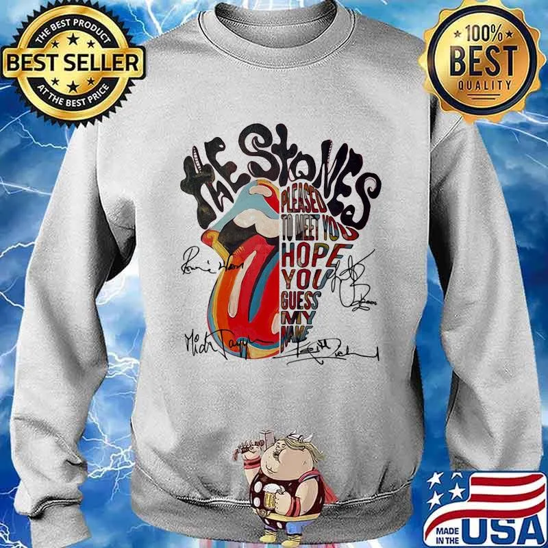 Rolling Stone Lips Pleased To Meet You Hope You Guess Signature Shirt Sweater