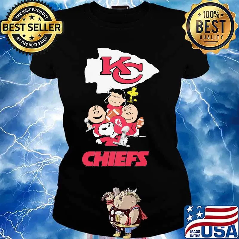 Snoopy Woodstock And Friends Kansas City Chiefs Football Shirt Ladies tee