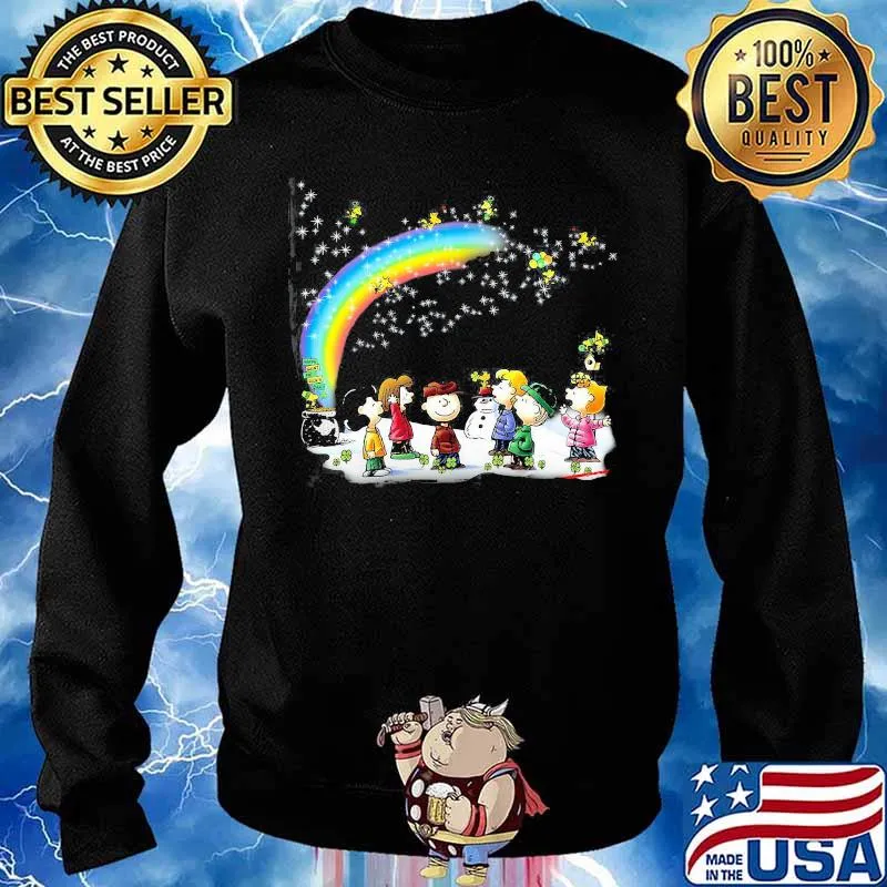 Snoopy Woodstock And Friends Snowman Rainbow Shirt Sweater