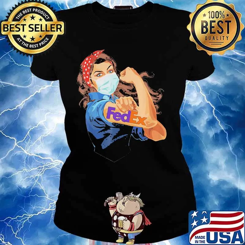 Strong Girl Ribbon Red Wear Mask Fedex Covid 19 Shirt Ladies tee