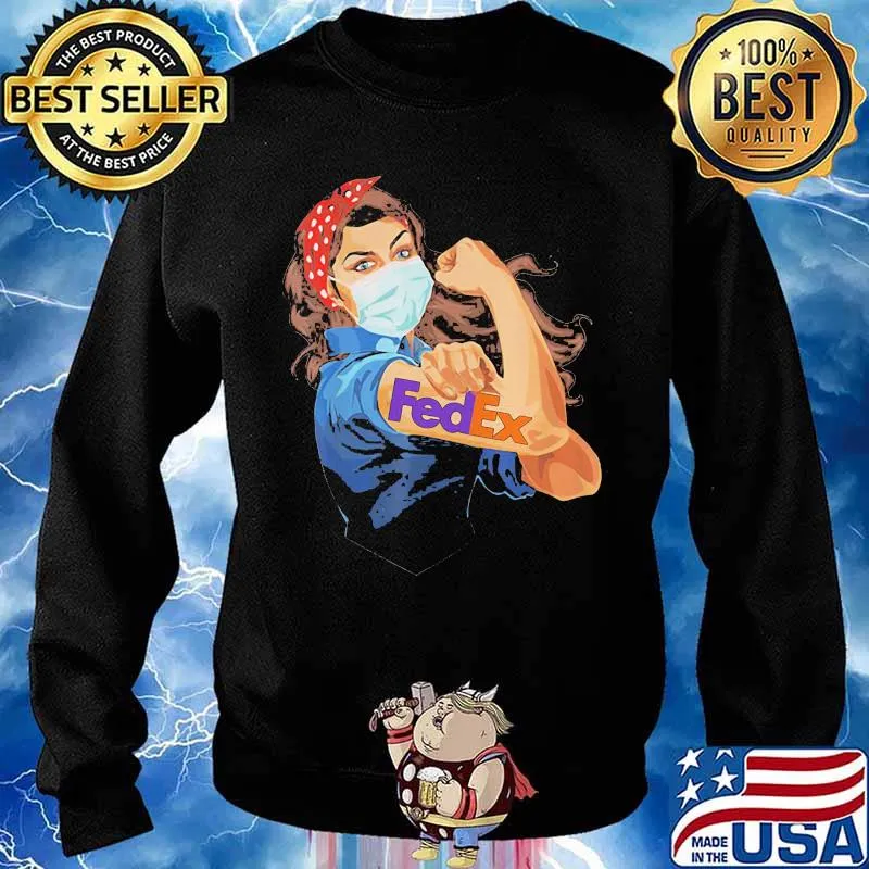 Strong Girl Ribbon Red Wear Mask Fedex Covid 19 Shirt Sweater