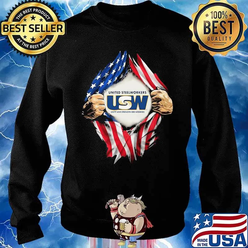 Superman United Steelworkers Unity And Strength For Workers American Flag Shirt Sweater