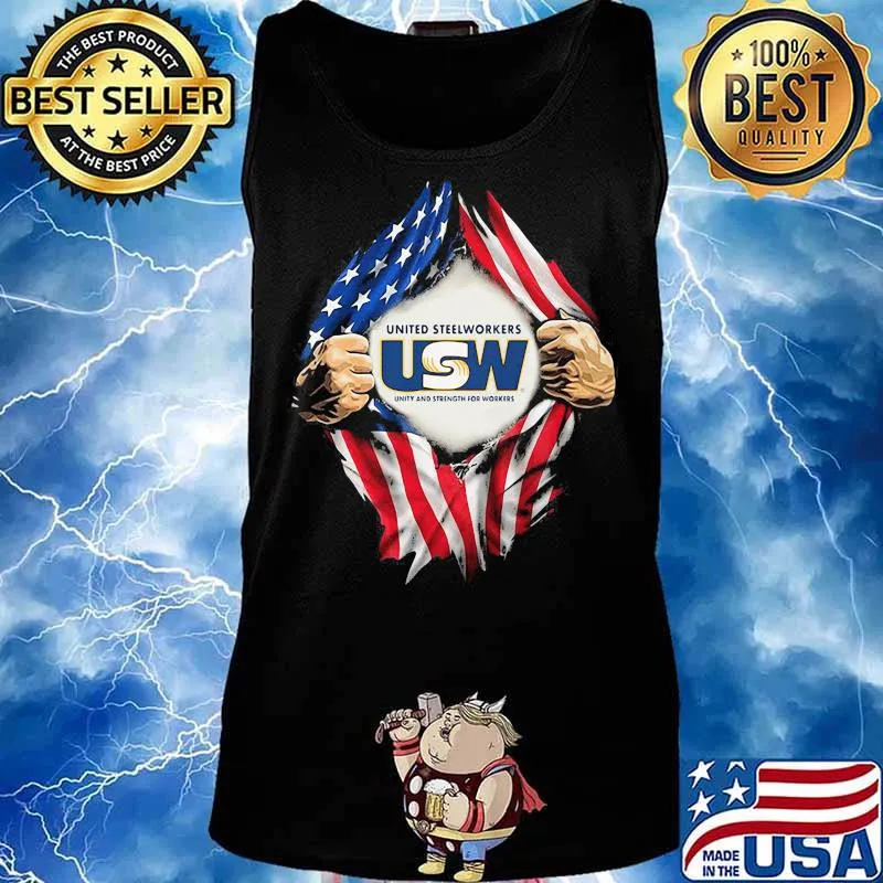 Superman United Steelworkers Unity And Strength For Workers American Flag Shirt Tank top