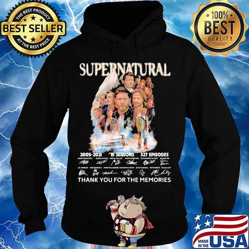 Supernatural 15 Seasons 2005 2021 16 Years Of Thank You For The Memories Signature Shirt Hoodie
