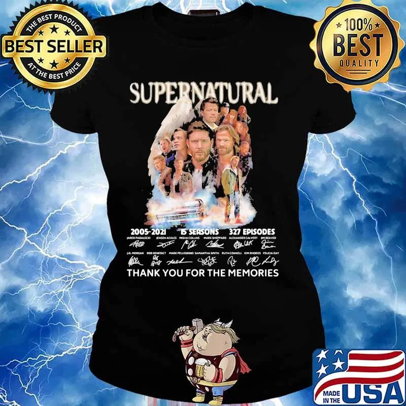 Supernatural 15 Seasons 2005 2021 16 Years Of Thank You For The Memories Signature Shirt Ladies tee