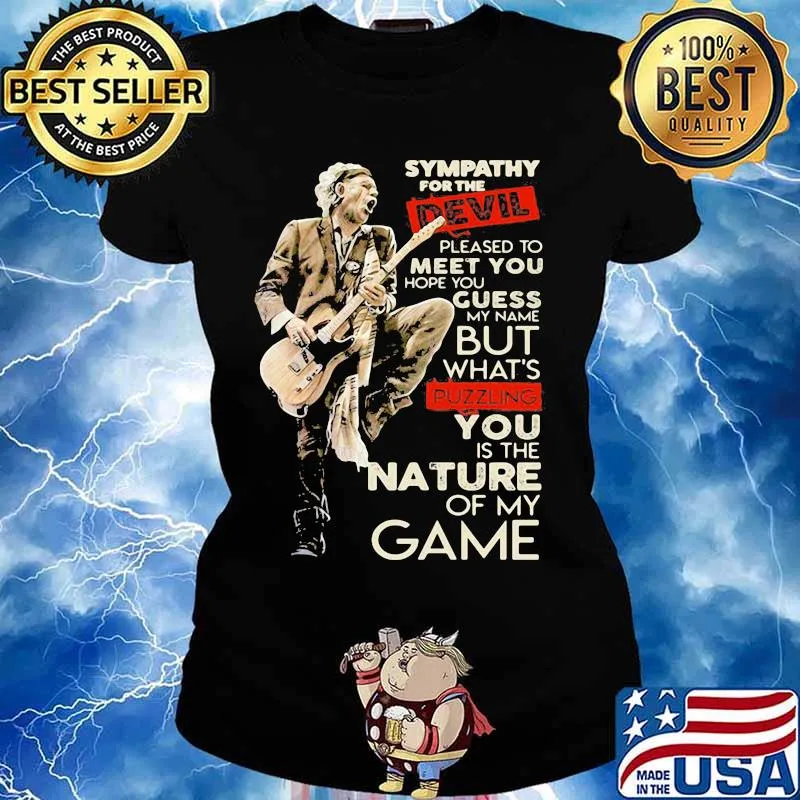 Sympathy For The Devil Pleased To Meet You Hope You Guess My Name But Whaht’s Puzzling You Is The Nature Of My Game Player Guitar Shirt Ladies tee