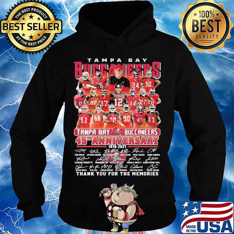 Tampa Bay Buccaneers 45th Anniversary 1976 2021 Thank You For The Memories Signature Shirt Hoodie