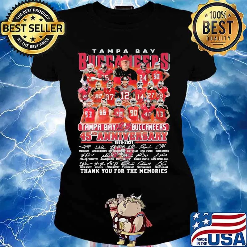 Tampa Bay Buccaneers 45th Anniversary 1976 2021 Thank You For The Memories Signature Shirt Ladies tee