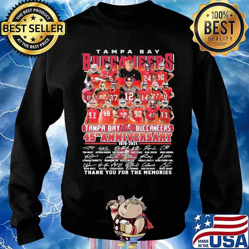 Tampa Bay Buccaneers 45th Anniversary 1976 2021 Thank You For The Memories Signature Shirt Sweater