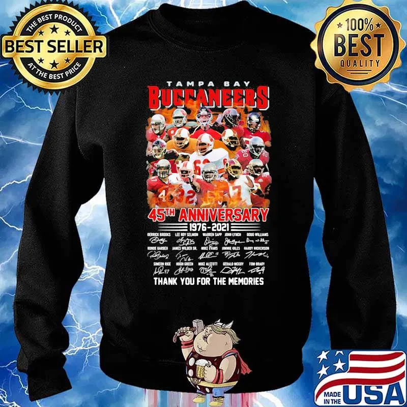 Tampa Bay Buccaneers 45th Anniversary 1976 2021 Thanks For The Memories Signature Shirt Sweater
