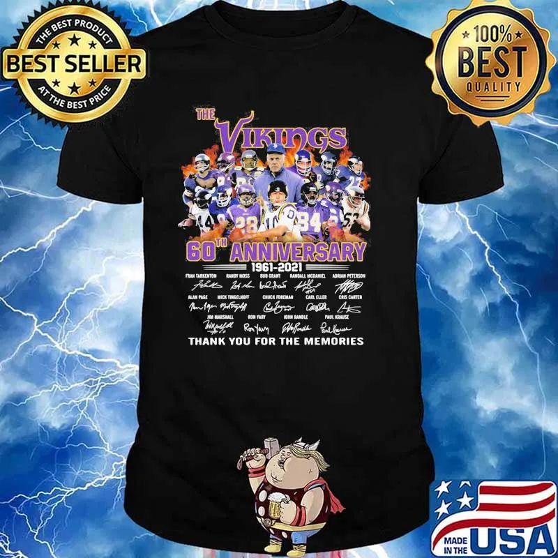 The Vikings 60th Anniversary 1961 2021 Thank You For The Memories Signature Shirt Unisex