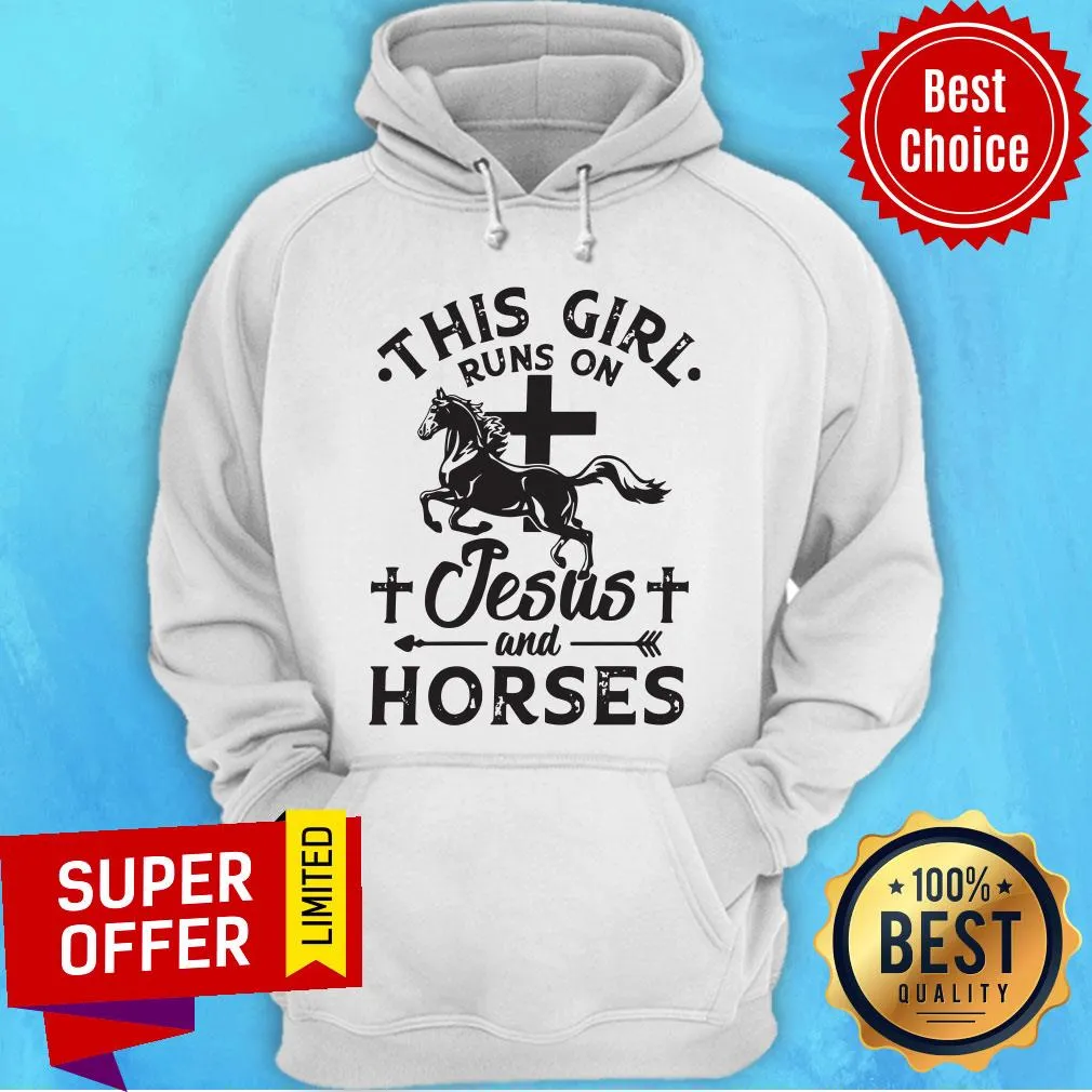 This Girl Runs On Jesus And Horses With Cross Shirt - Image 2