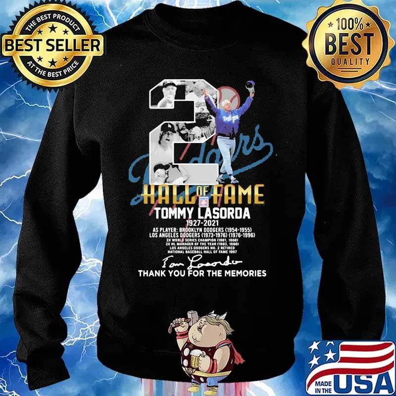 Tommy Lasorda 1927 2021 Hall Of Fame Thank You For The Memories Signature Shirt Sweater