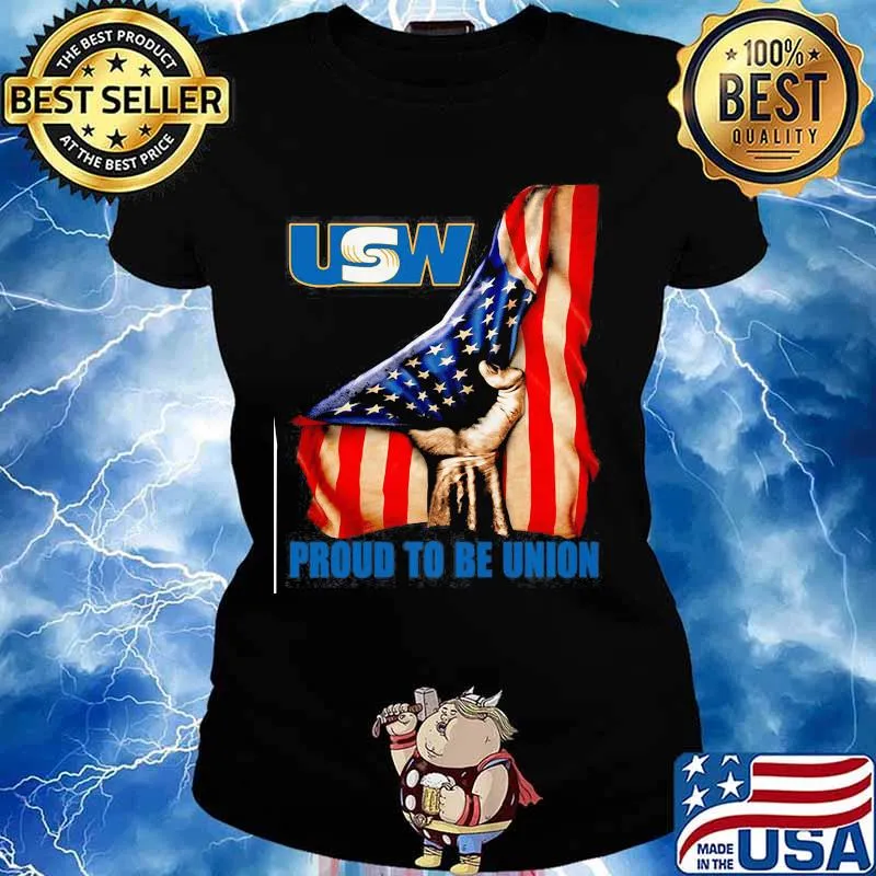 United Steelworkers Logo Proud To Be Union American Flag Shirt Ladies tee