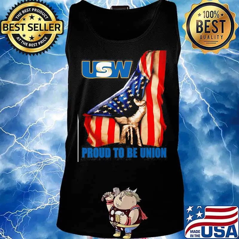 United Steelworkers Logo Proud To Be Union American Flag Shirt Tank top