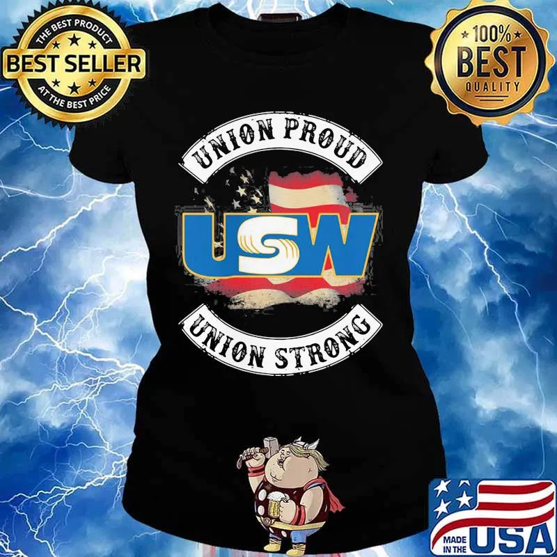 United Steelworkers Union Proud Union Strong American Flag Shirt Ladies tee