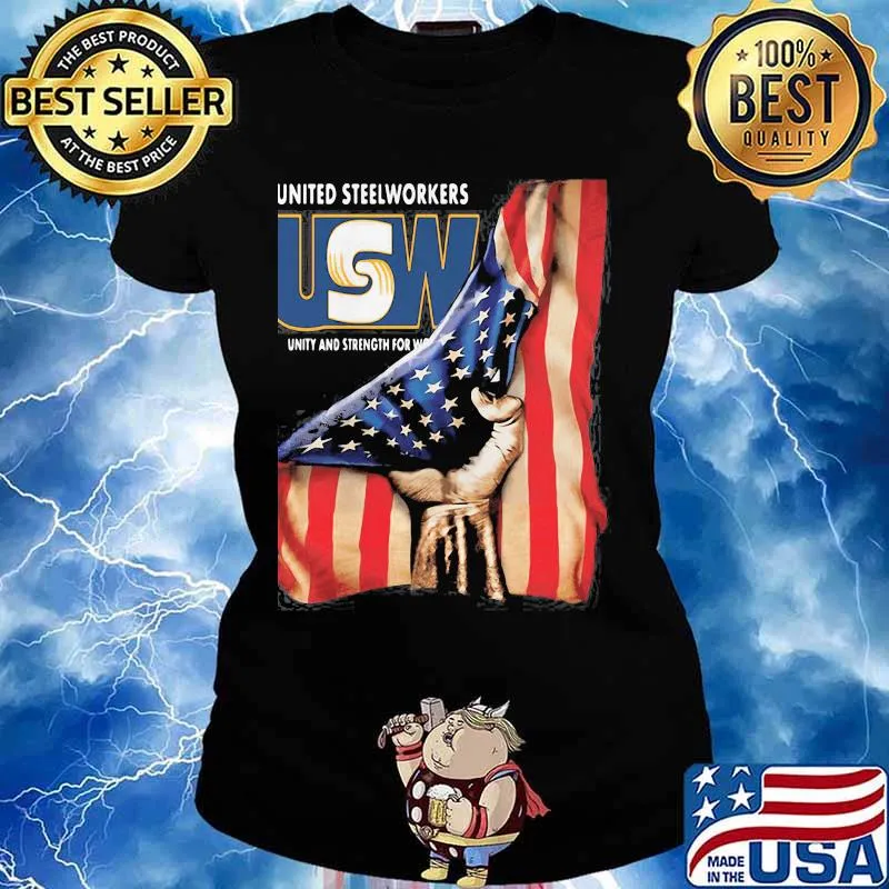 United Steelworkers Unity And Strength For Workers American Flag Shirt Ladies tee