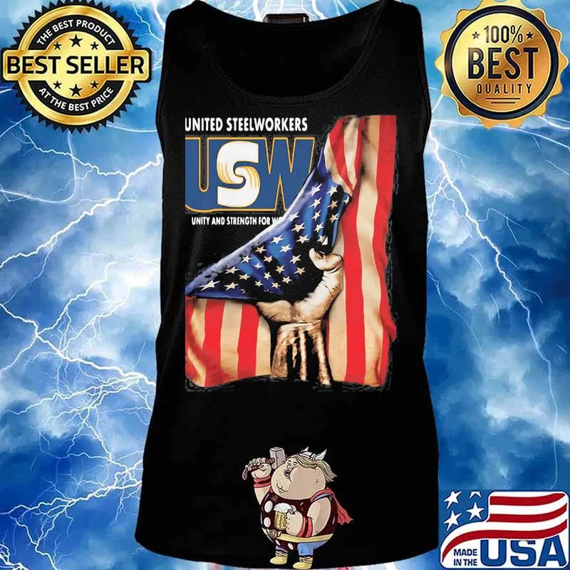 United Steelworkers Unity And Strength For Workers American Flag Shirt Tank top