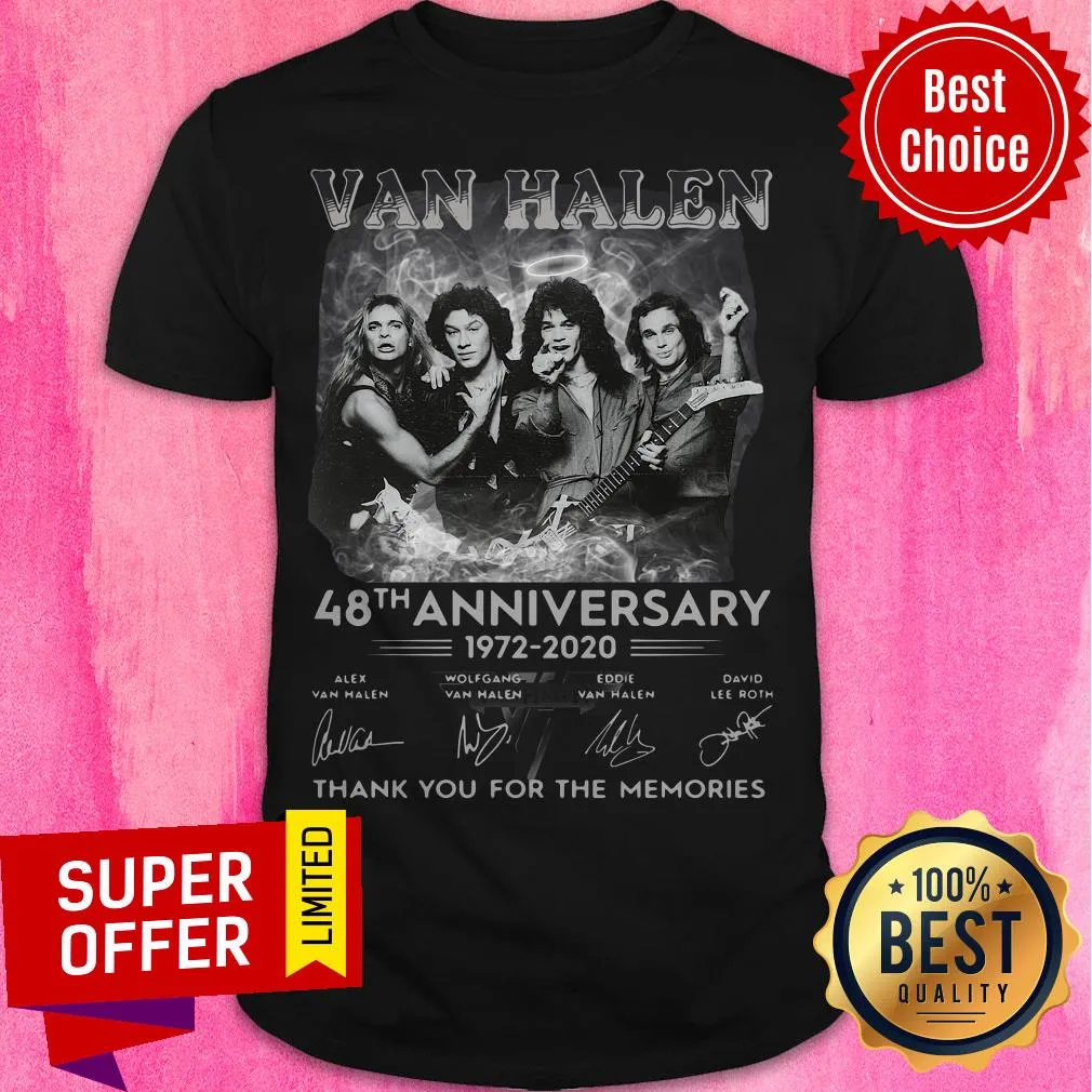 Van Halen 48th Anniversary 1972-2020 Thank You For The Memories Signatures Shirt