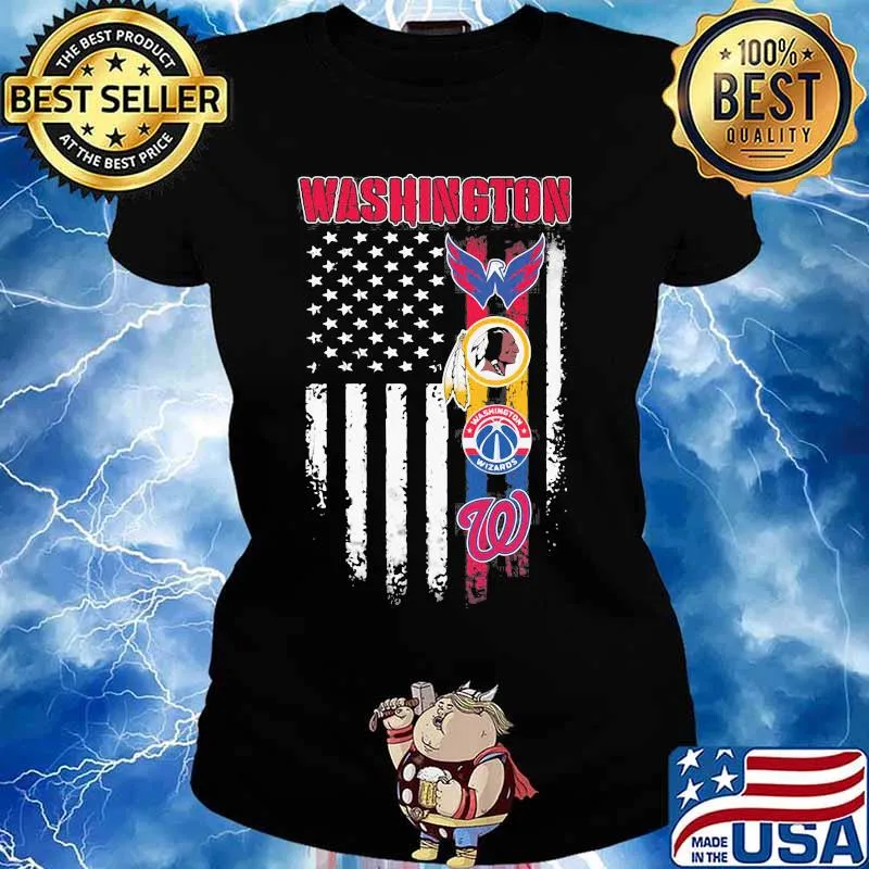 Washington Redskins Logo Team Football American Flag Shirt Ladies tee
