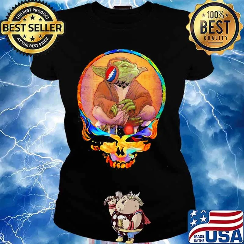 Yoda Listening To The Grateful Dead Skull Shirt Ladies tee