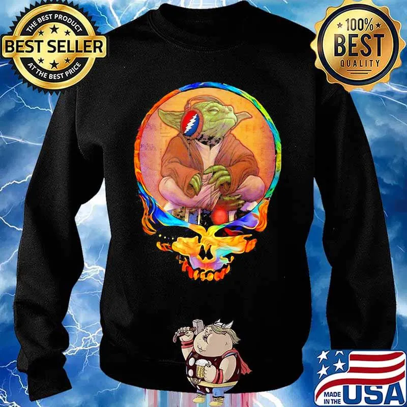 Yoda Listening To The Grateful Dead Skull Shirt Sweater