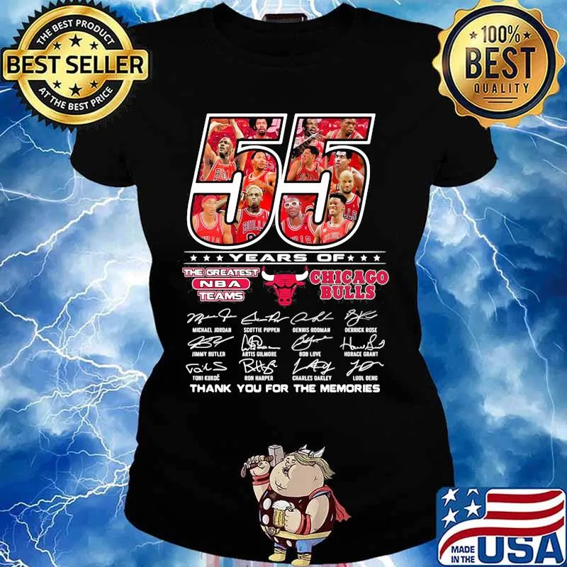 55 Years Of The Greatest Team Chicago Bulls Thank You For The Memories Signature Shirt Ladies tee