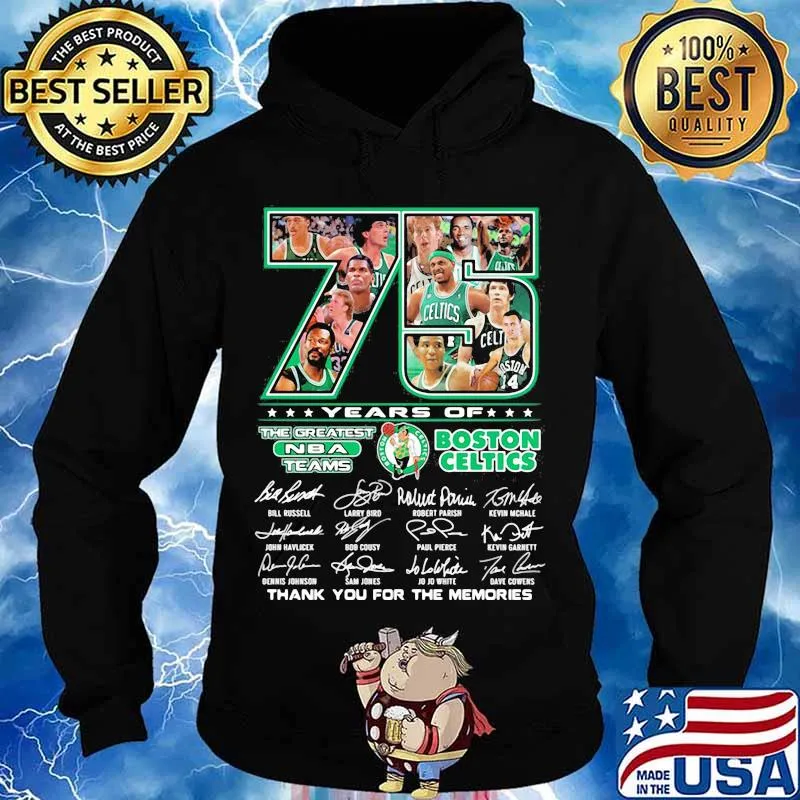 75 Years Of Boston Celtics Thank You For The Memories Signature Shirt Hoodie