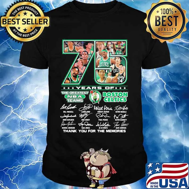 75 Years Of Boston Celtics Thank You For The Memories Signature Shirt