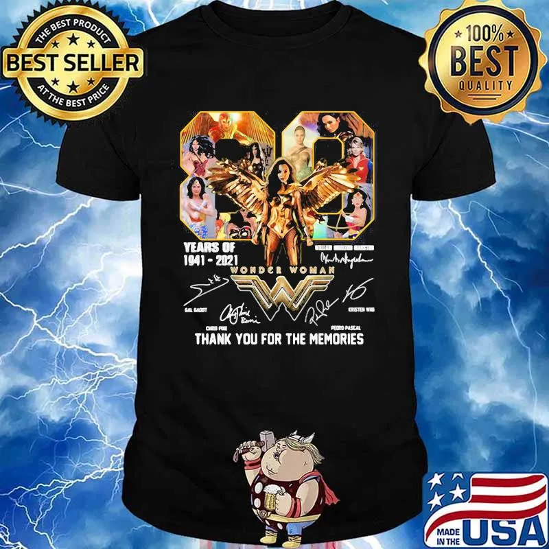 80 Years Of 1941 2021 Wonder Woman Thank You The Memories Shirt