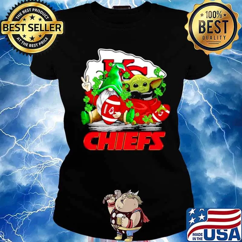 Gnome And Baby Yoda Chiefs Football Patrick’s Day s Ladies tee
