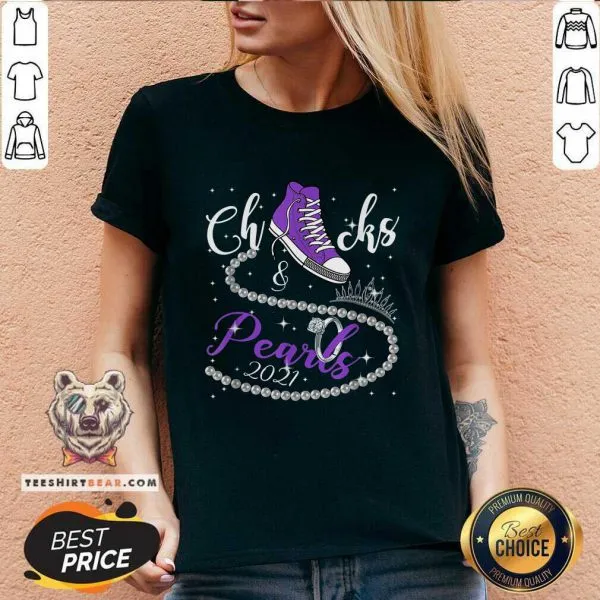 Angry Kamala Harris Chucks And Pearls 2021 Purple Converse 9 Shirt - Image 3