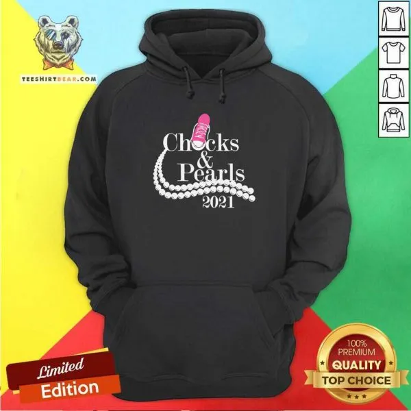 Appalled Kamala Harris Chucks And Pearls 2021 Pink Converse Shirt - Image 4