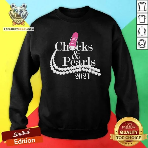 Appalled Kamala Harris Chucks And Pearls 2021 Pink Converse Shirt - Image 5