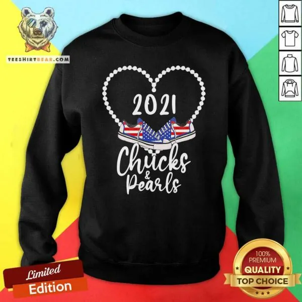 Arrogant Kamala Harris Chucks And Pearls 2021 Converse American Flag Shirt - Image 2